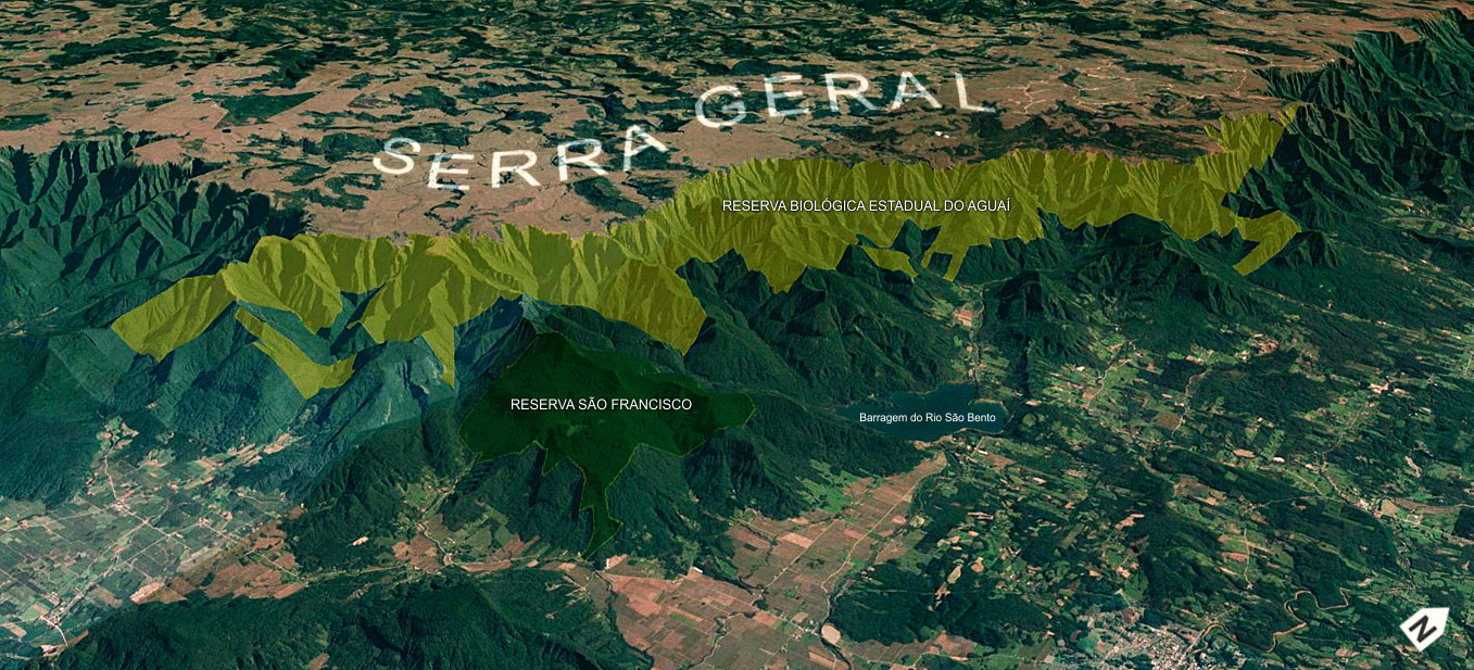 Mapa com a localização da Reserva São Francisco em Nova Veneza - SC